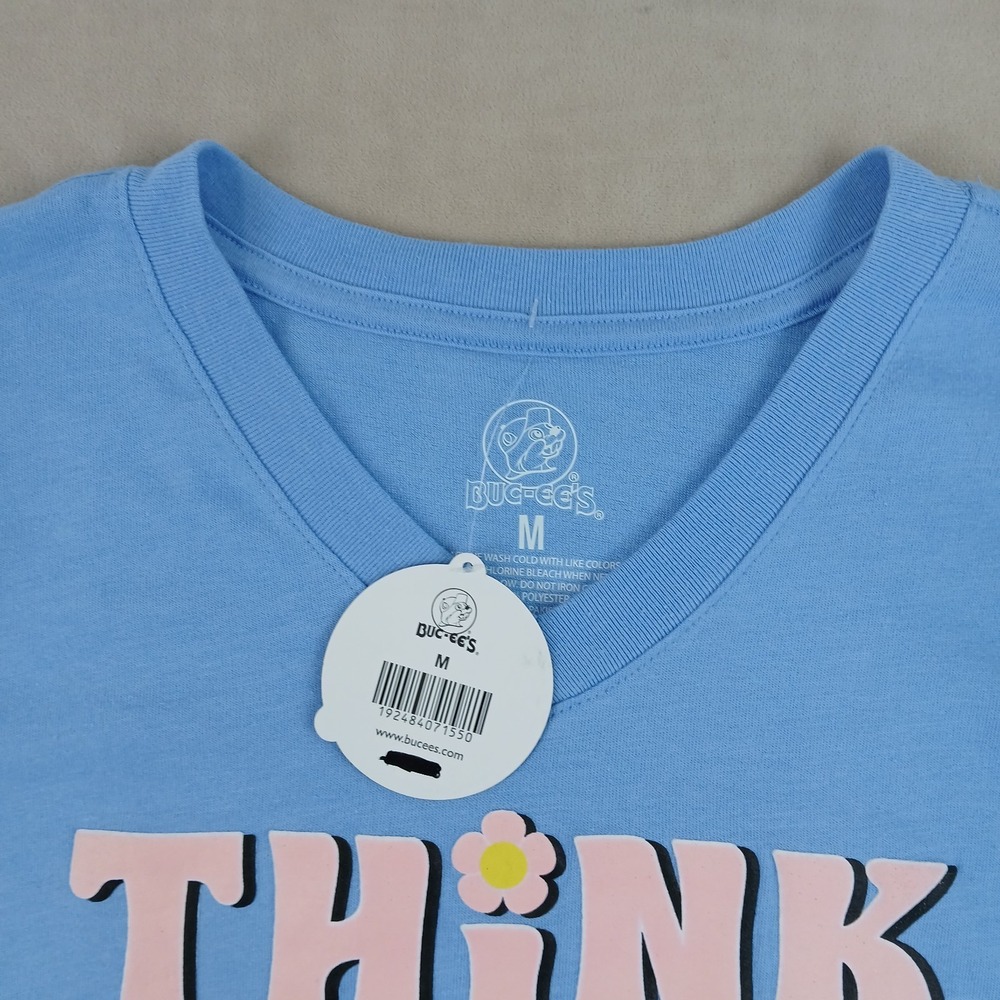 Buc-cees Medium Mens T Shirt NWT Think Happy‎ Be Happy Unisex 20x27 - Picture 4 of 10